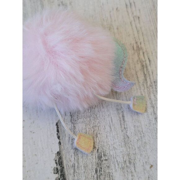 Plush glitter unicorn puff ball keychain accessory toy - Picture 3 of 5